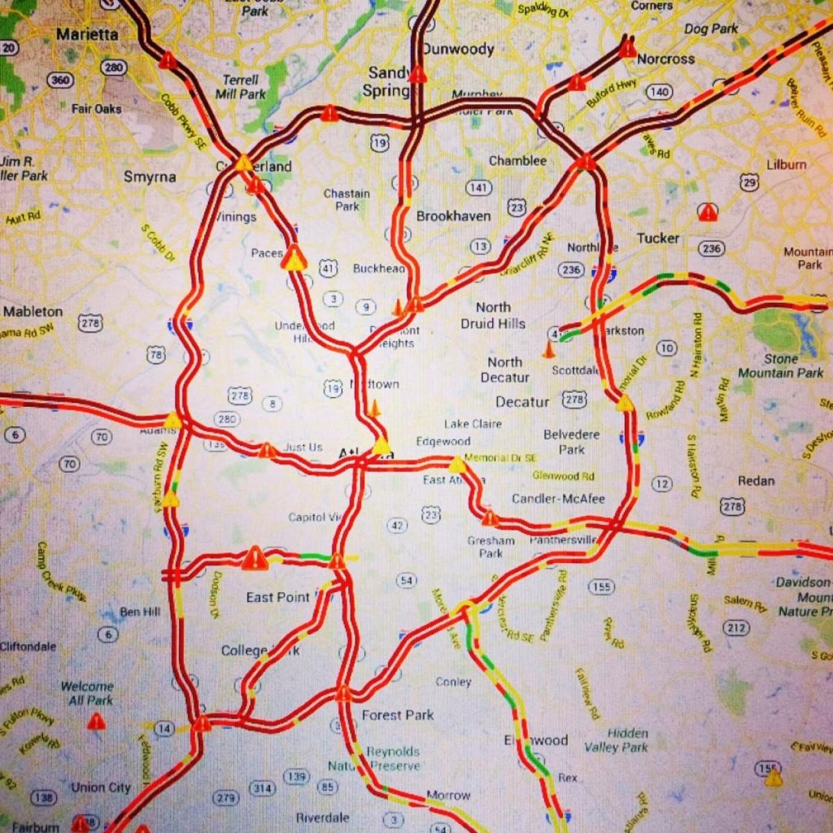 карта Атланта трафик